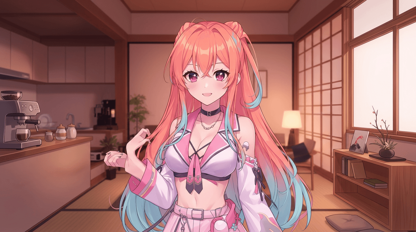 VTuber creator streaming with professional setup